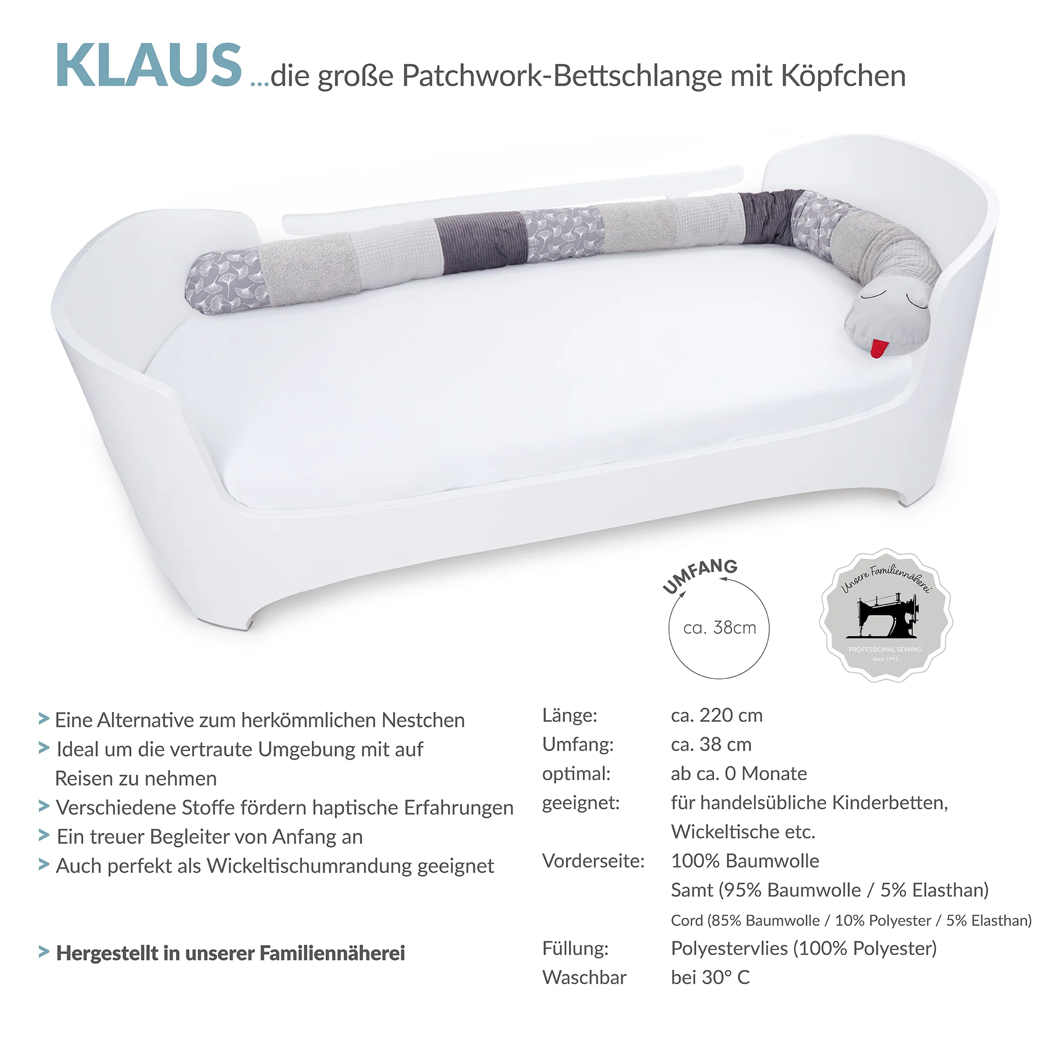 KLAUS patchwork Bettschlange