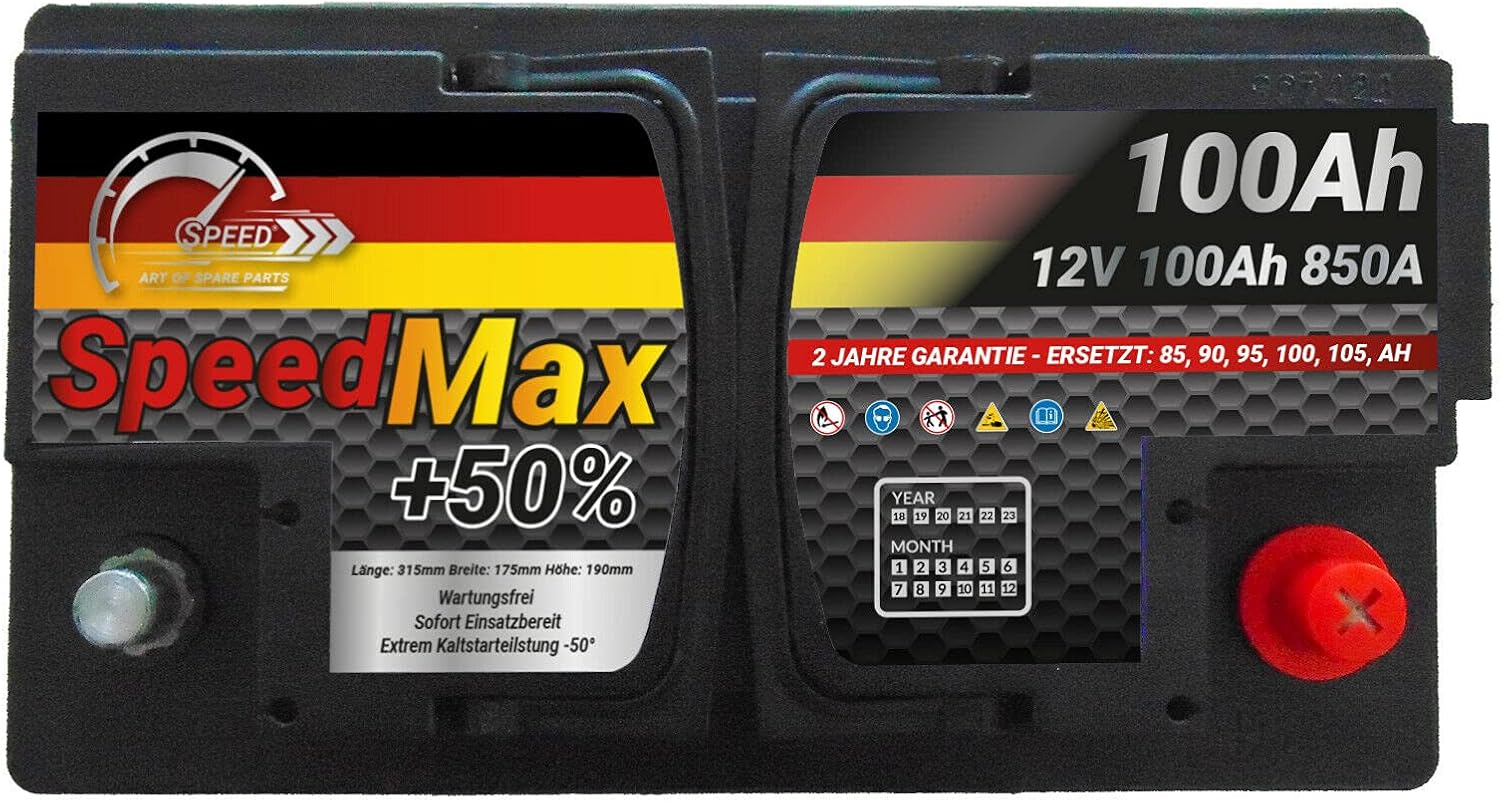 Batteria auto SPEED MAX L4100 100AH 850A 12V = FIamm 100Ah DX+ Pronta all'uso