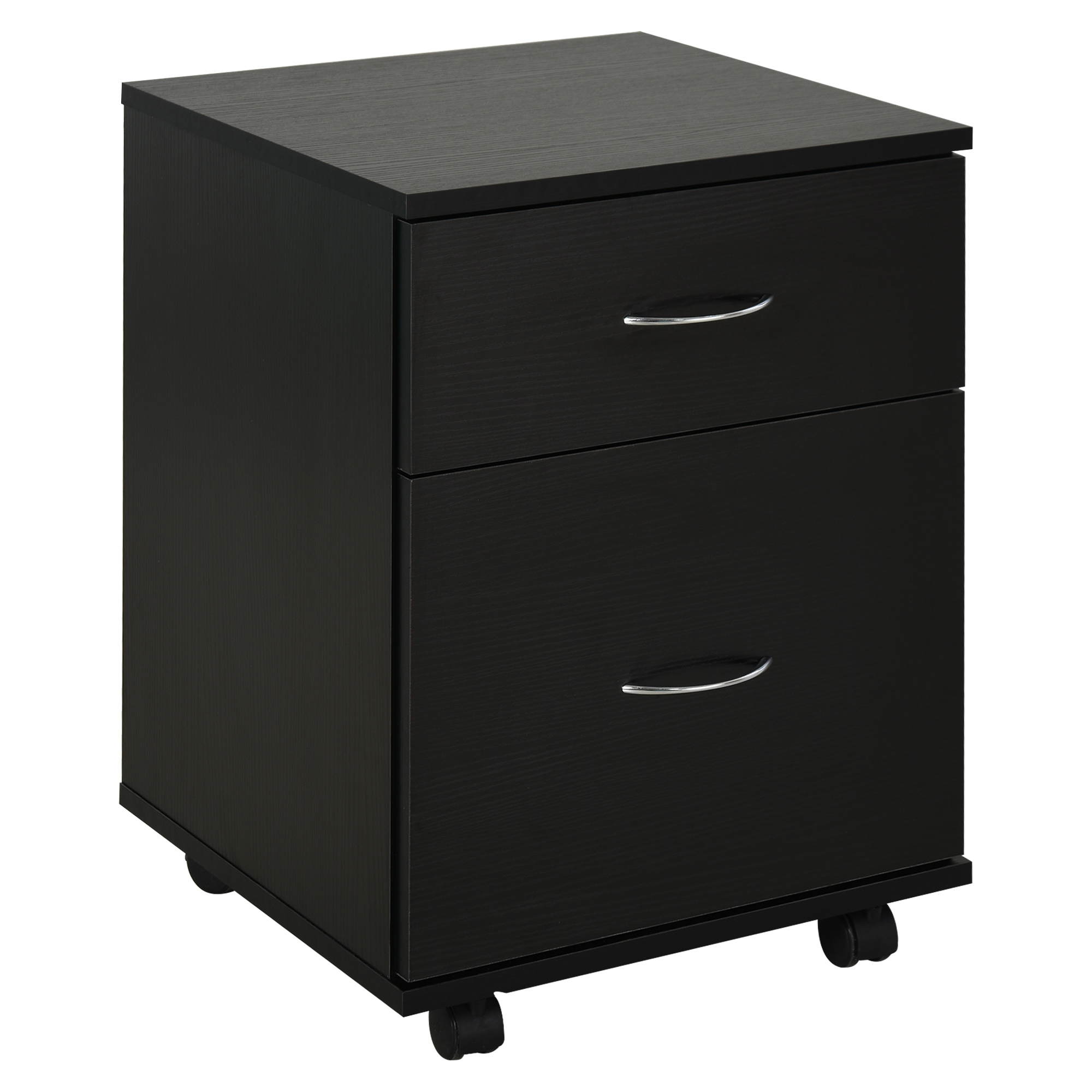 HOMCOM Rollcontainer Bürocontainer Kommode Schubladenschrank auf Rollen, Spanplatte, 41x39x58cm (Schwarz)