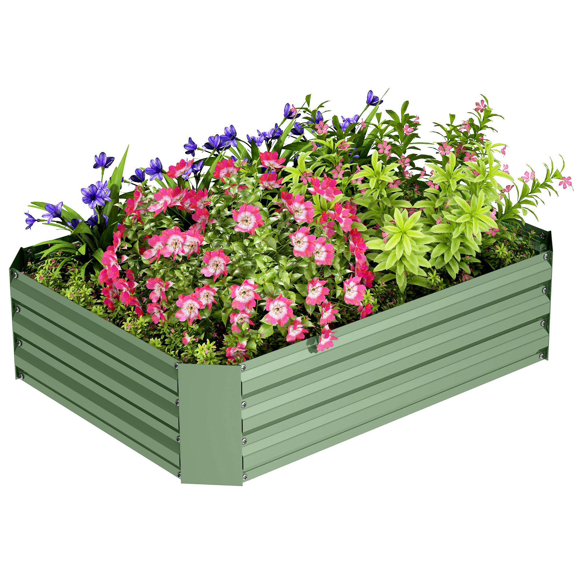 Outsunny Hochbeet aus verzinktem Stahl, Gartenbeet, Pflanzkasten für Garten, Blumenkasten, 120 x 90 x 30 cm, Dunkelgrün