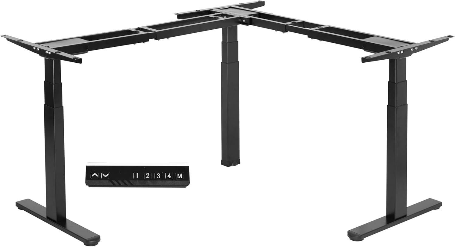 VIVO Triple Motor Height Adjustable L-Shaped Desk Frame, 300lbs, Black