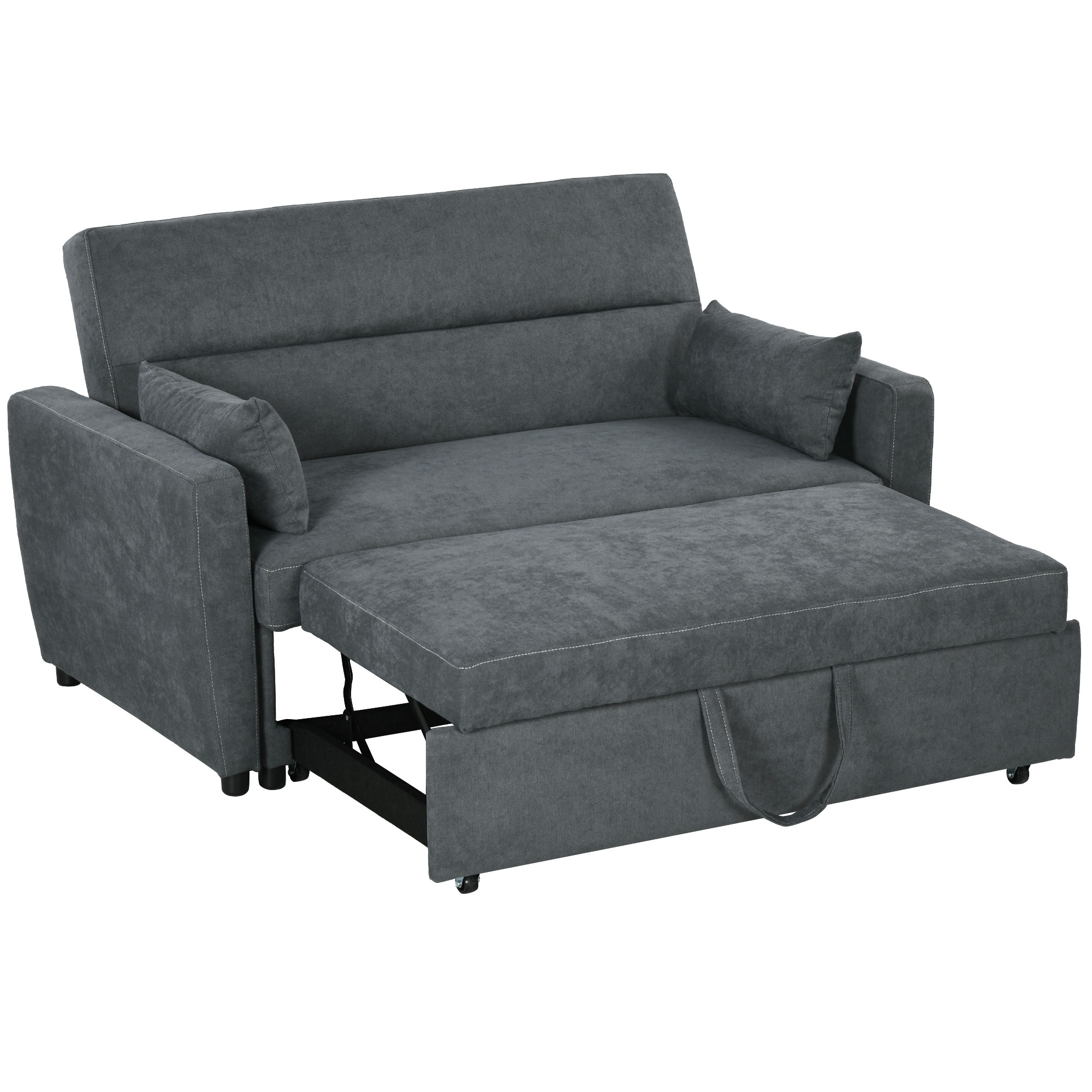Uitklapbare slaapbank, 2-zits, tot 200 kg, Houten frame, 155x90x88,5cm, Donkergrijs