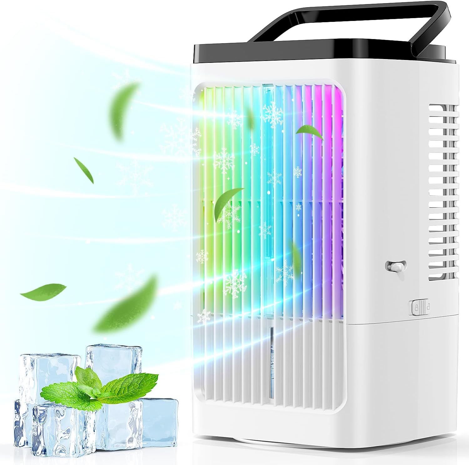 Portable Air Conditioner, 1200ml, Portable Air Conditioner, 5 in 1 Silent Air Cooler with 90° Oscillation, 4 Speed, 2 Fogging Modes, Bedroom, Office