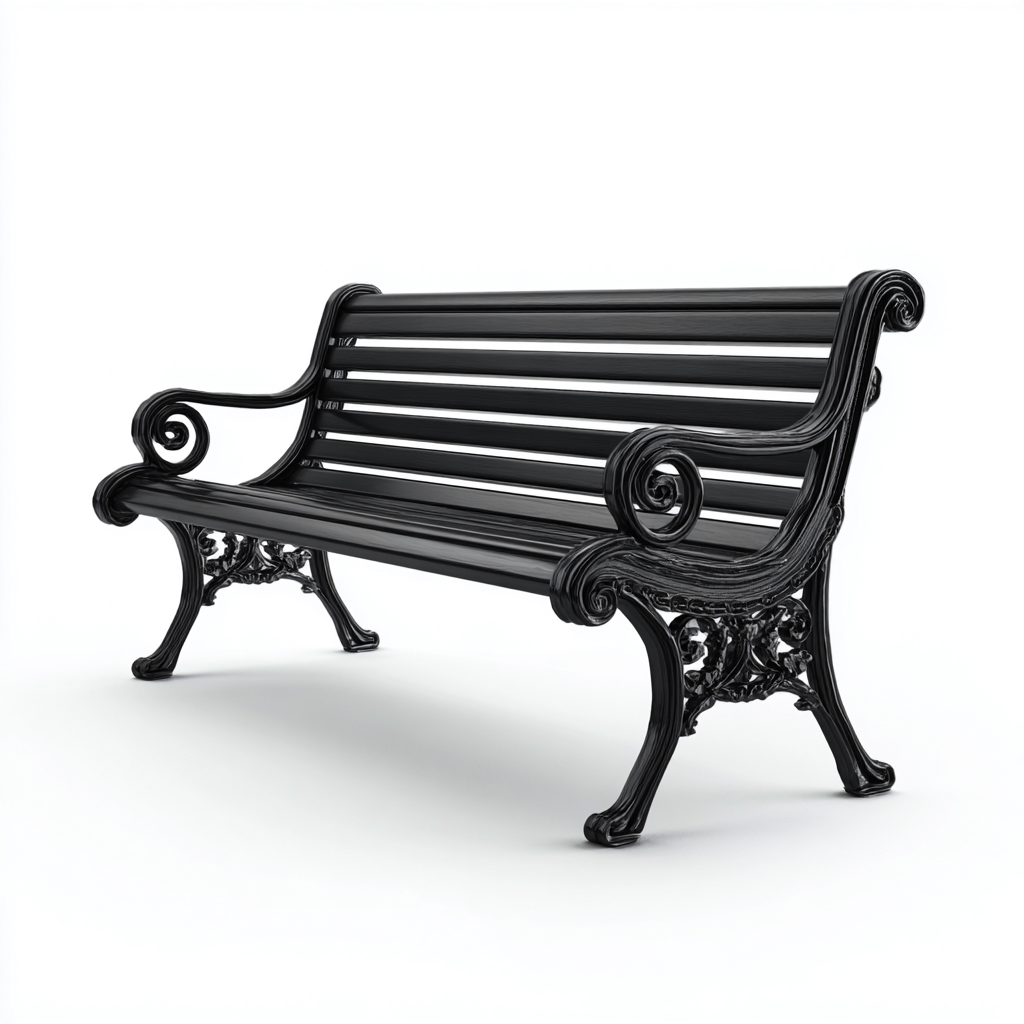 Panca da giardino-metallo-125x60x84 cm-nero-classico