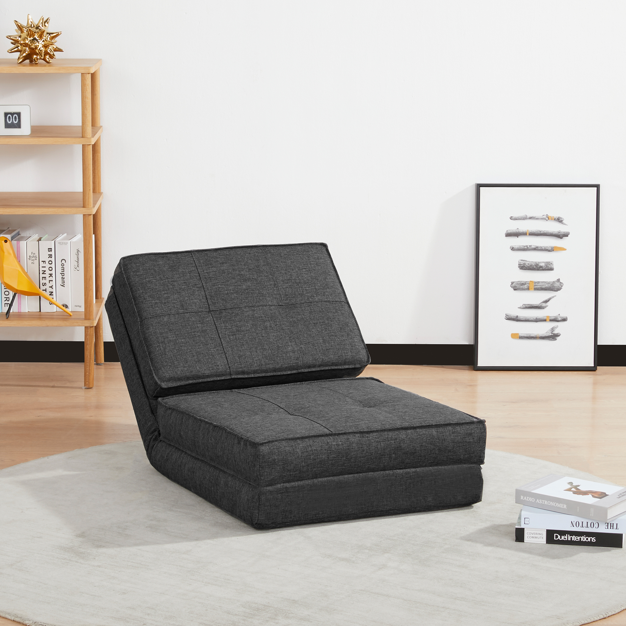HOMCOM Bodensessel, verstellbarer Klappsessel, 61 x 73 x 58 cm, Dunkelgrau