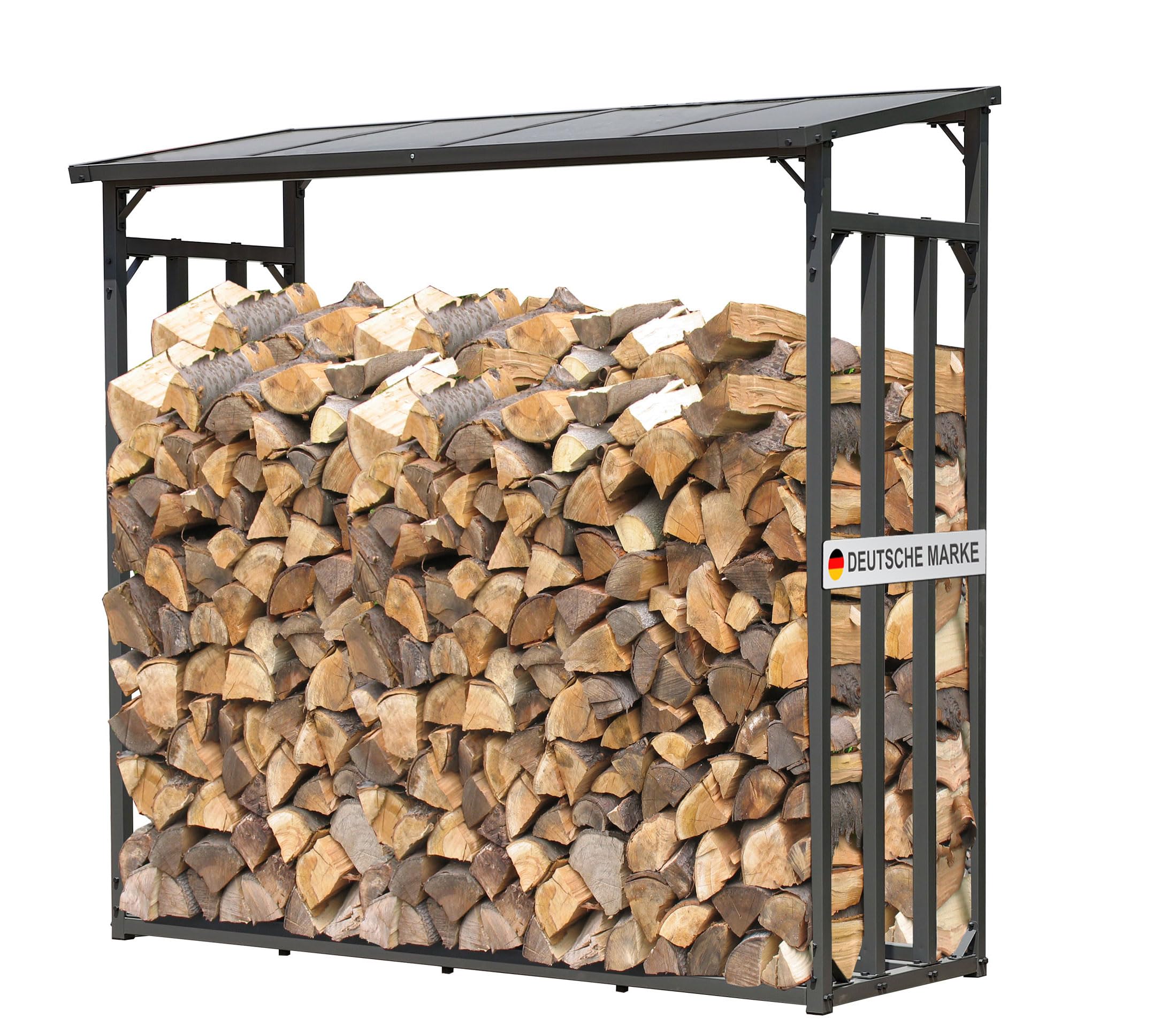 Quick Star Kaminholzregal Außen 185x70x185cm 40mm Stahlprofil Anthrazit Wetterfest 2,3m³ XXL Holzunterstand