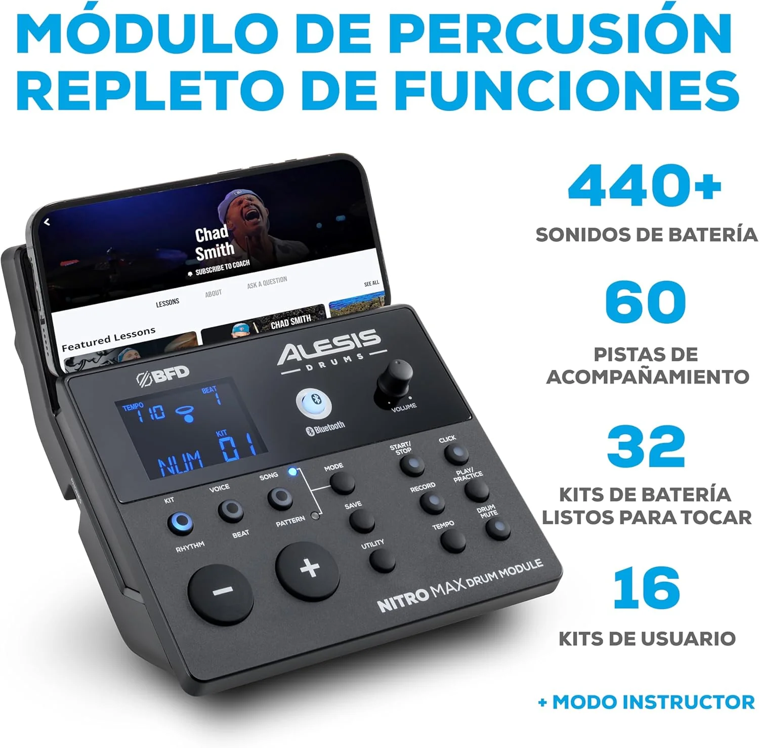Alesis Nitro Max Kit Batería Electrónica con Parches Silenciosos de Malla, Caja de Doble Zona de 10