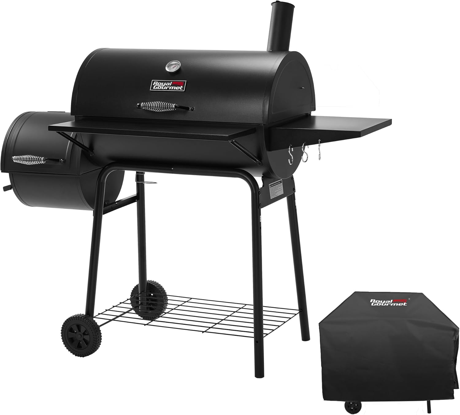 Royal Gourmet CC1830SC Charcoal Grill Offset Smoker with Cover  811 Square Inches  Black  Outdoor Camping