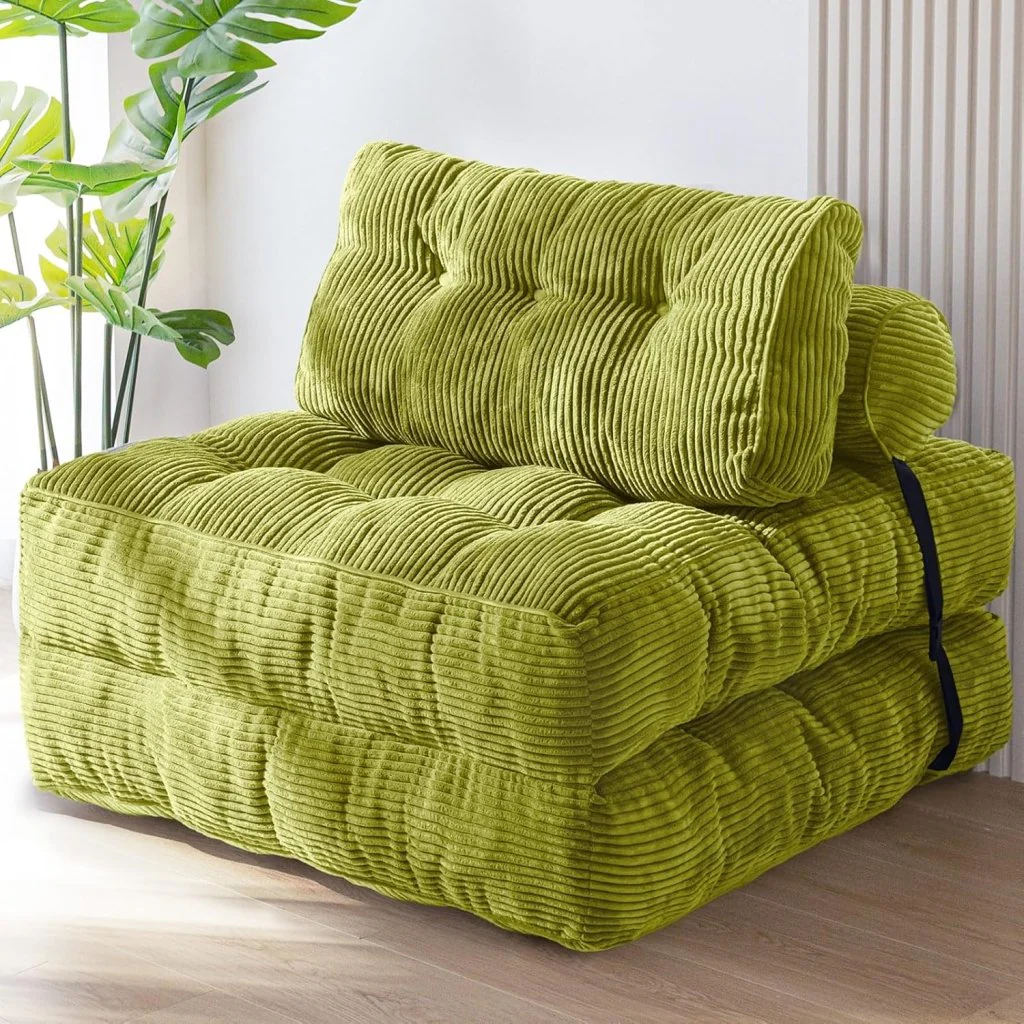 MAXYOYO Folding Sofa Bed, Convertible Sleeper Chair with Pillow Foldable Mattress with Back Support, Portable Fold Out Chair Bed Comfy Floor Sofa Lounge
