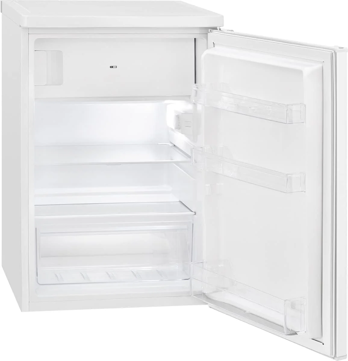 Bomann® Kühlschrank mit Gefrierfach klein | Kühlschrank 2 Ablagen | leise | mit 4-Sterne Gefrierfach | Kühlschrank klein mit Obst- und Gemüsefach | Türanschlag wechselbar | KS 7251 weiß