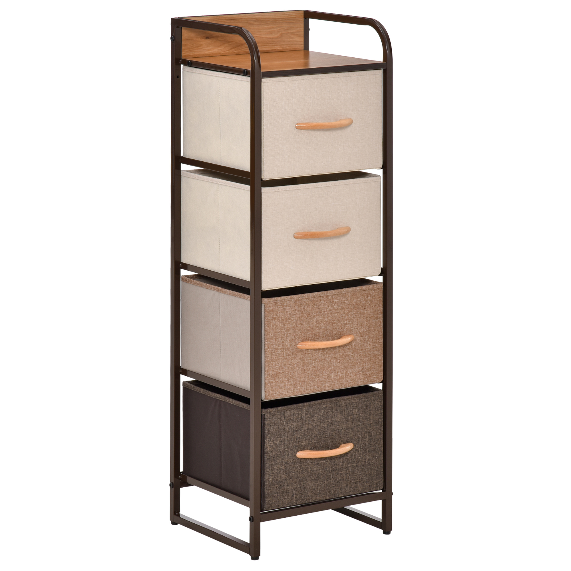 HOMCOM Kommode Aufbewahrungsschrank 5 Stoffschubladen faltbar - schwarzer Stahlrahmen - 45 x 30 x 116 cm