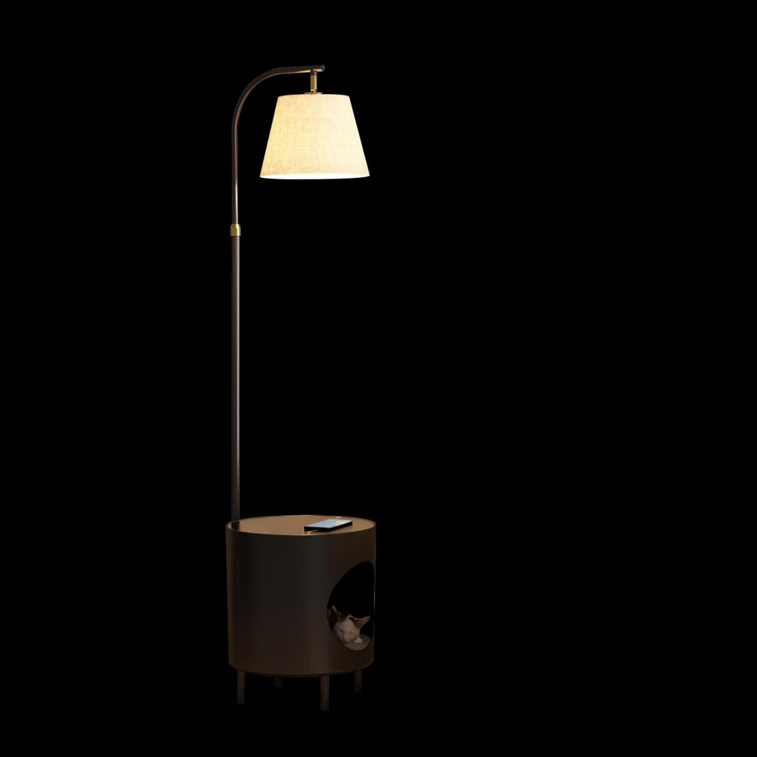 Yunseity LED -Stehlampe, Weiche Oberflächen 360 Grad Rotieren Easy Montage Lagerregal Stehlampe für Schlafzimmer (EU-Stecker)