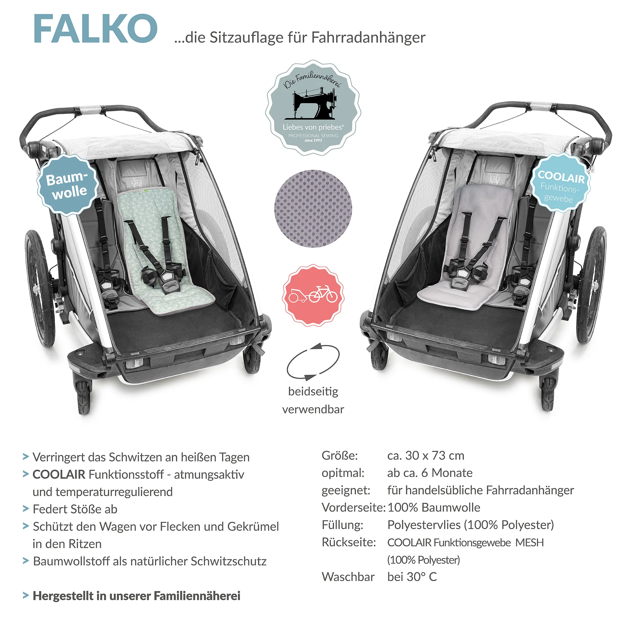FALKO COOLAIR die Sitzauflage f��r Fahrradanh?nger