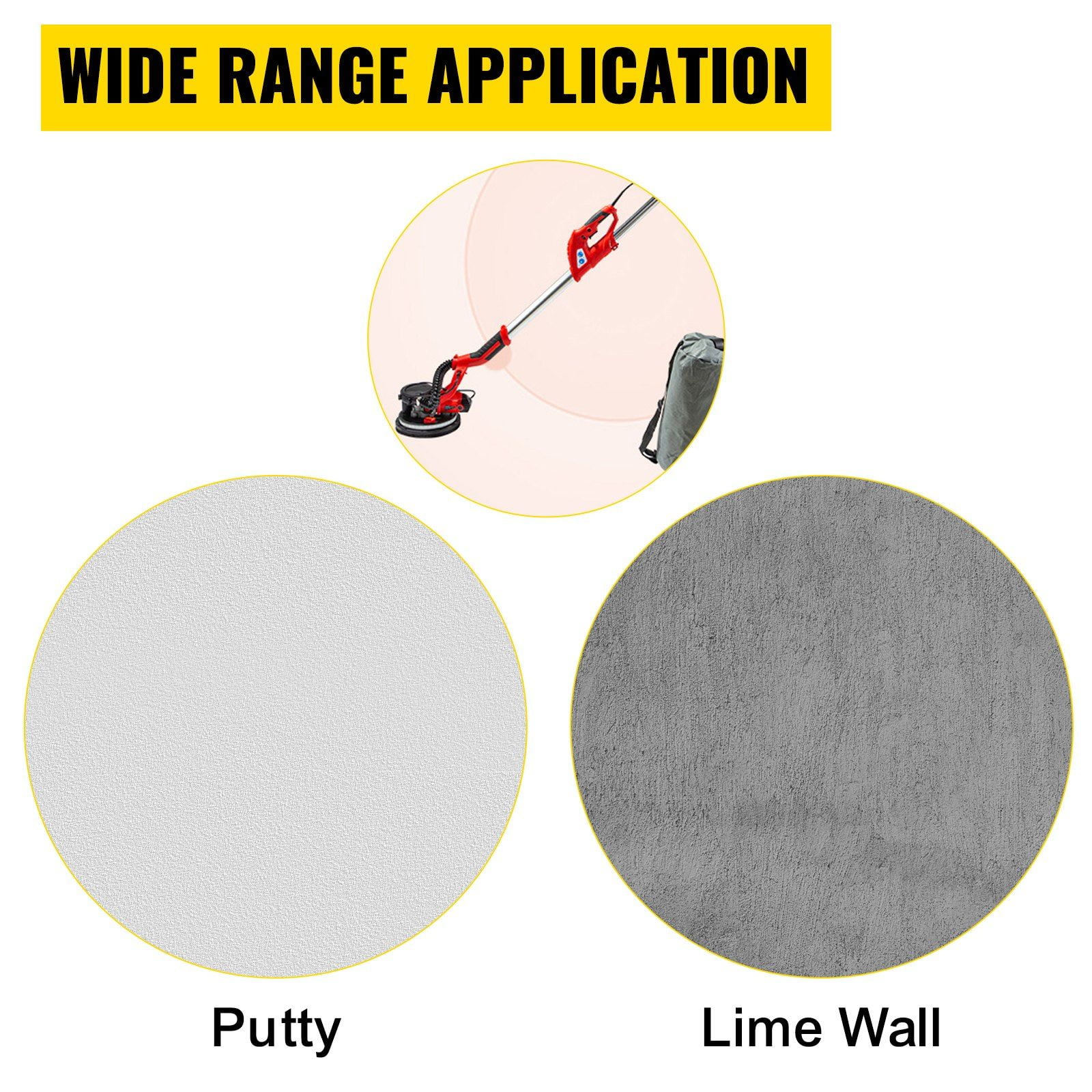 Drywall Sander 850W, Electric Drywall Sander, Electric Sander, with LED Strip Light and Vacuum Bag, Variable Speed 800-1750 RPM, Foldable Sheetrock Sander, with Telescope Handle, Wall Sander