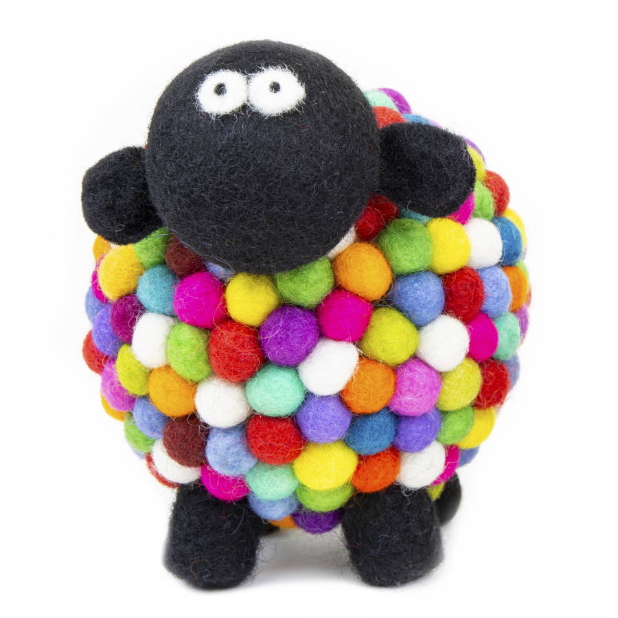 Multicolour Felt Sheep Collectible , Small