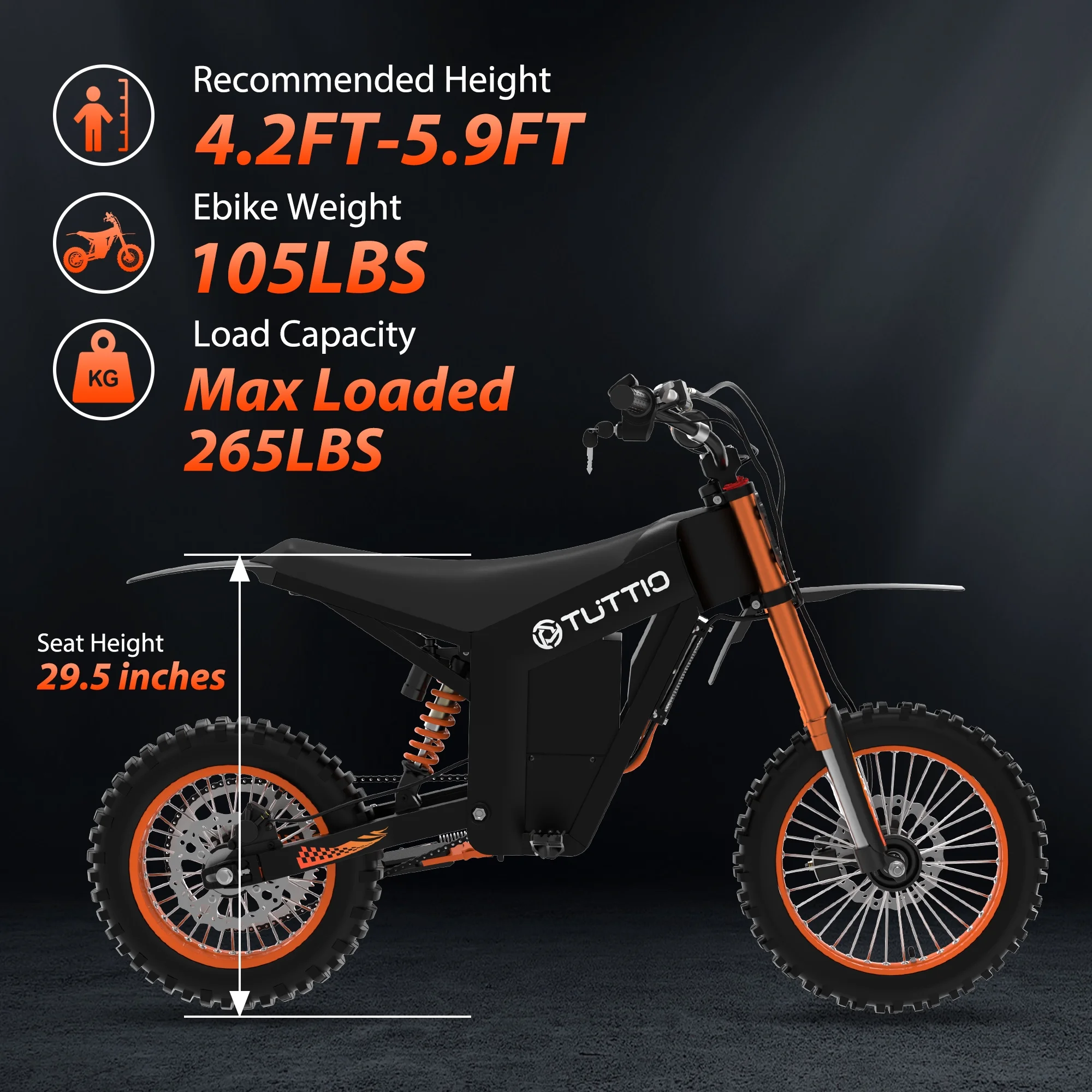 TUTTIO Soleil01 2000W Electric Dirt Bike Adult, 48V 21AH 37MPH, Electric Motorcycle 14