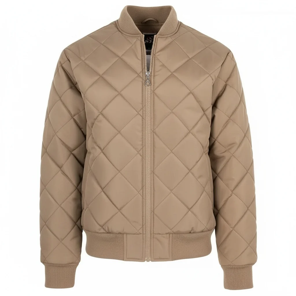 12 Pack Men's Padded Quilted Bomber Jacket �C Light Brown