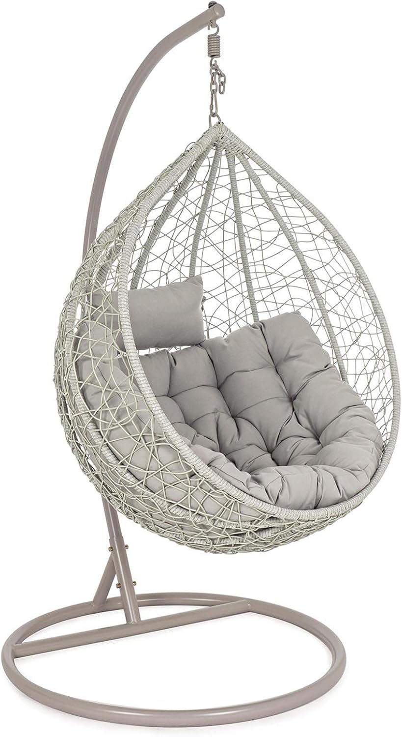 Metal and Hularo Hanging Chair with Soft Cushion (Grey)