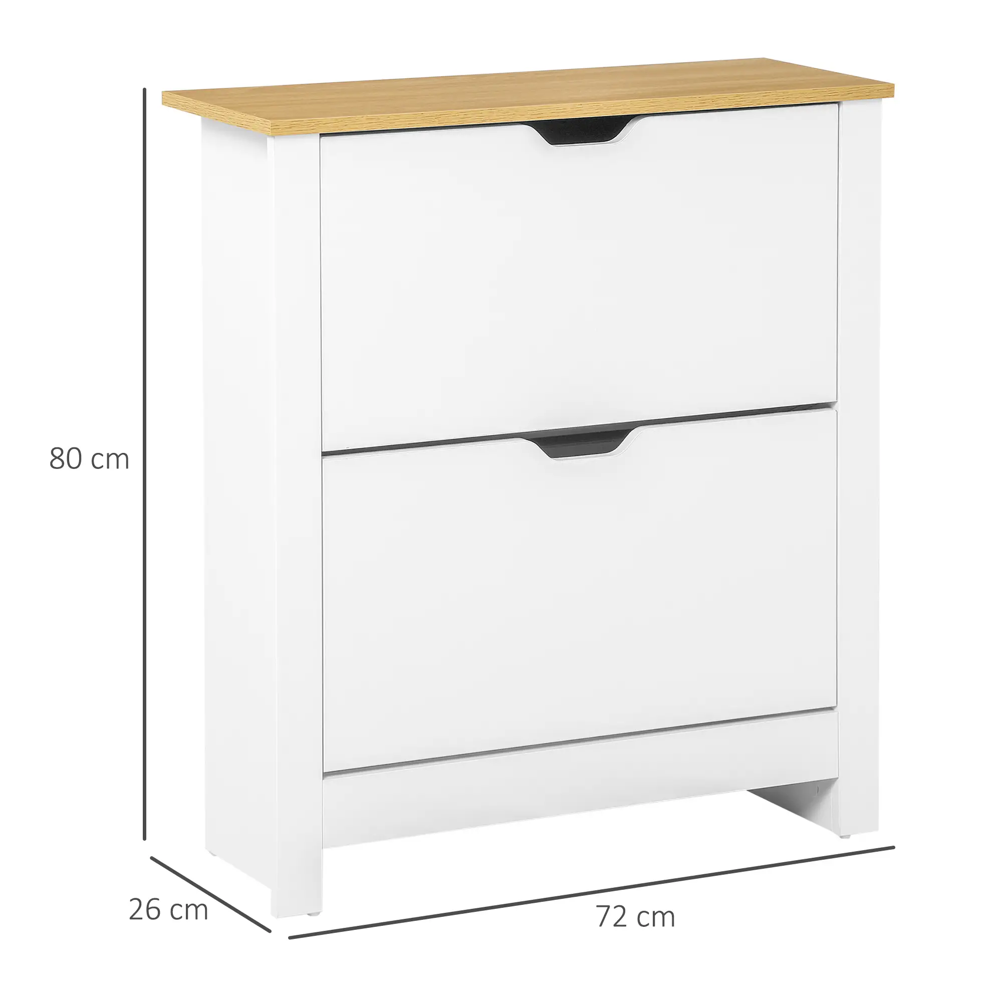 HOMCOM Schuhschrank 2 Klappen 12 Paar Schuhe Kippschutz Weiß
