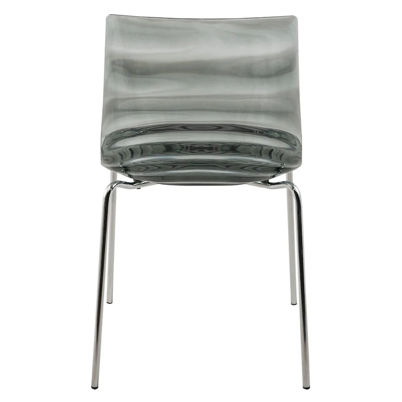 Acrylic Dining Chair with Chrome Legs Modern Accent Side Chair Water Ripple Design Seats