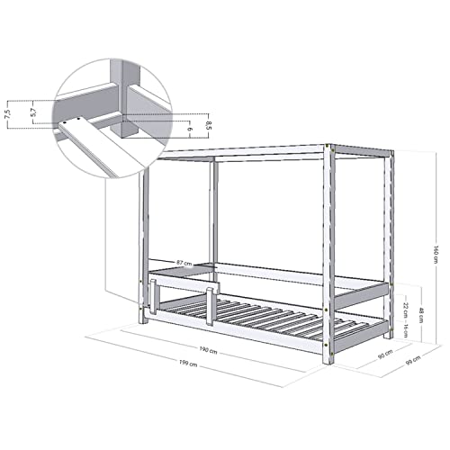 Benlemi Letto per bambini BUNKY 90 x 190 cm, blu navy : Prima infanzia