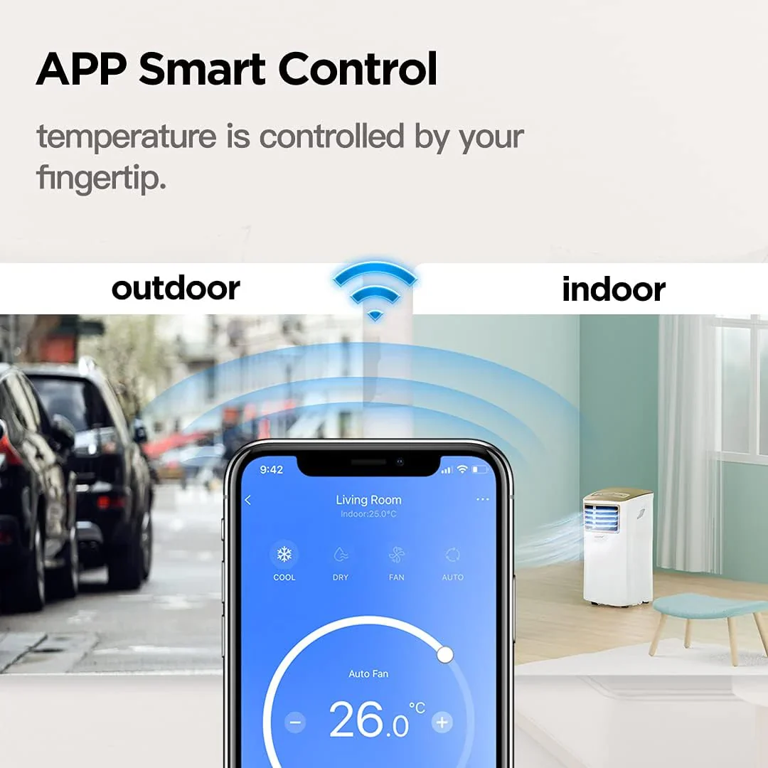 Comfee Mobiles Klimagert Easy Cool 2.0, 7000 BTU 2,0kW, K��hlen&Ventilieren&Entfeuchten, Raumgre bis 68m(25�O), APP-Steuerung/Alexa/Google Home/IFTTT, Mobile Klimaanlage mit Abluftschlauch