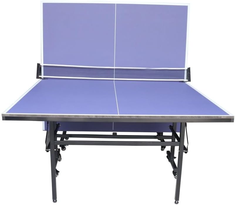 TechFit Tavolo da Ping Pong Professionale per Interni - Pieghevole da Interno con Inclinazione Unilaterale, Struttura Metallica Nera, Rete da 180 cm, Roti Silconate con Freni, 274x152,5x76 cm