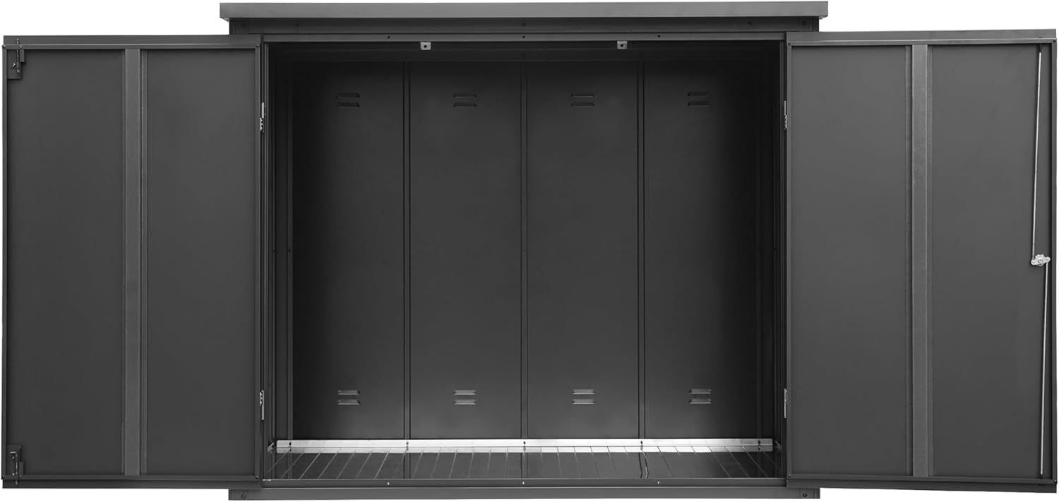 GFP Primeyard Armadio da esterno in metallo 156x84x131 cm Casetta da giardino antracite pavimento incluso
