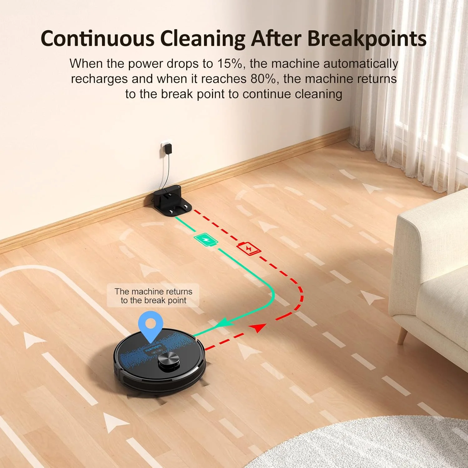 Lubluelu Saugroboter mit Wischfunktion 2-1, 4000Pa Staubsauger Roboter Lasernavigation mit 5 Karten, 55 dB Roboterstaubsauger mit APP Steuerung, Ideal für Tierhaare, Teppiche, Hartböden, Blau (SL60D)