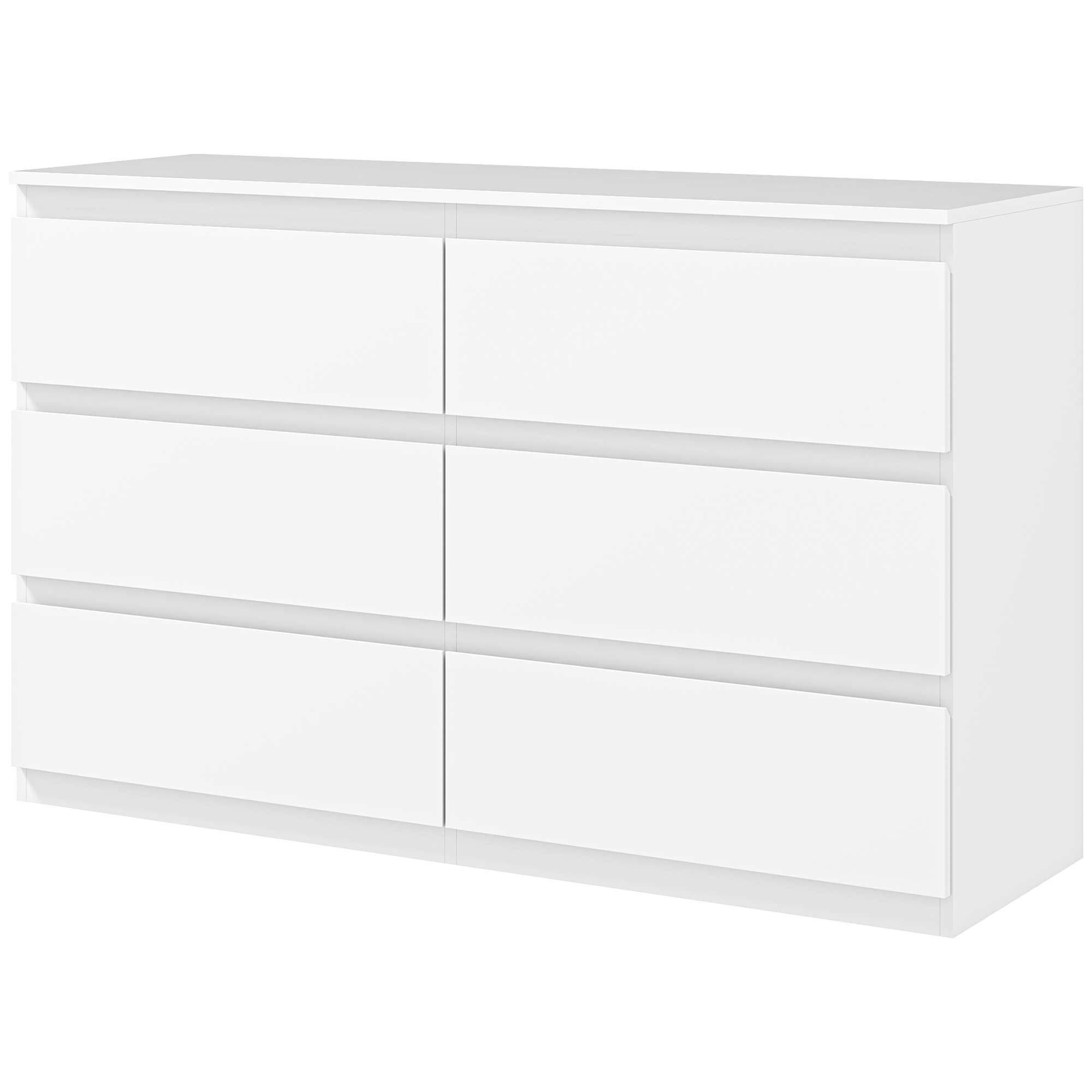 HOMCOM Kommode 6 Schubladen Aufbewahrungsmöbel ohne Griffe minimalistisches Design 120 x 39 x 75 cm weiß