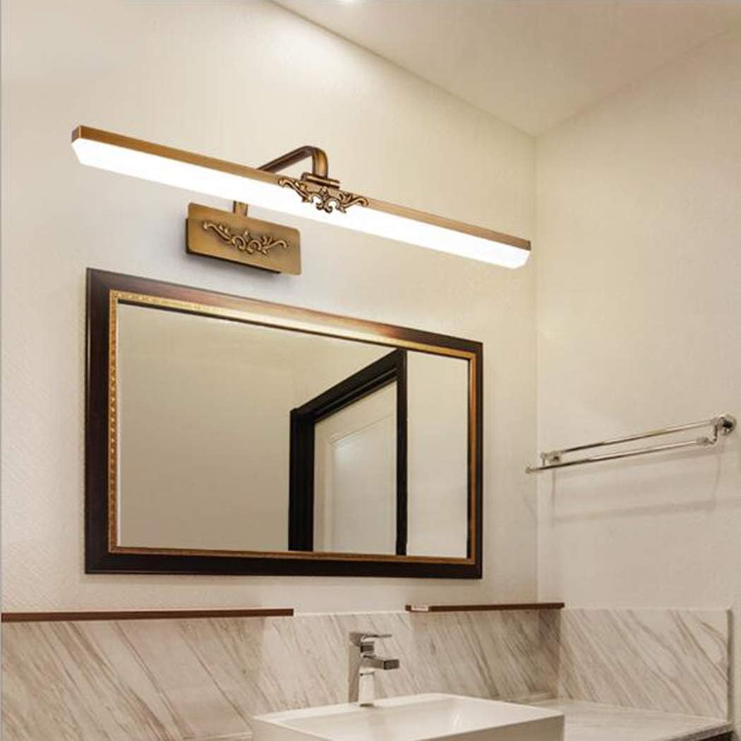 Badezimmer-Waschtischleuchte, LED-Frontspiegelleuchte, Make-up-Beleuchtungskörper, Badezimmer-Wandleuchte, wasserdichte, beschlagfreie LED-Spiegelleuchte, Antik-Messing-Bilderleuchte, Kaltweiß, 61