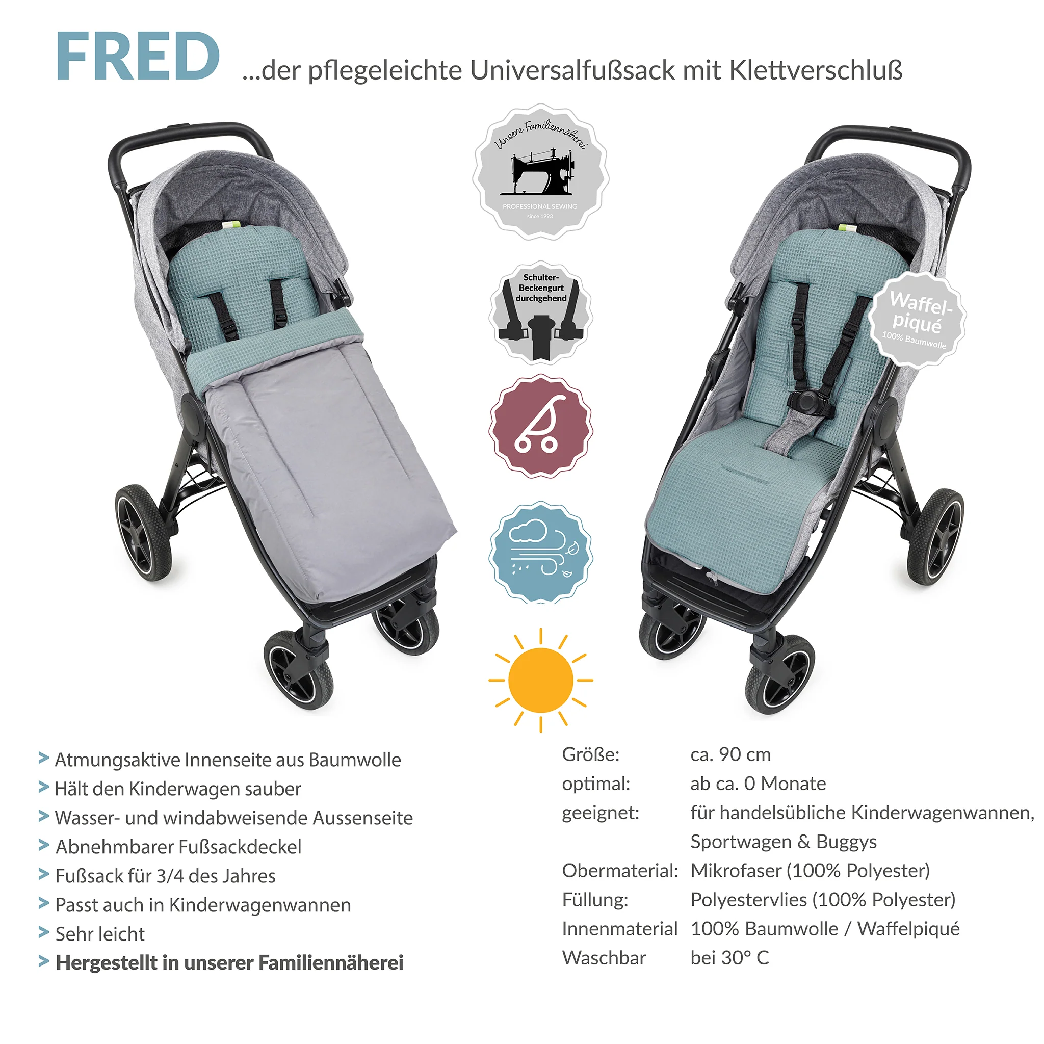 FRED der Sommerfu?sack mit Klettverschluss