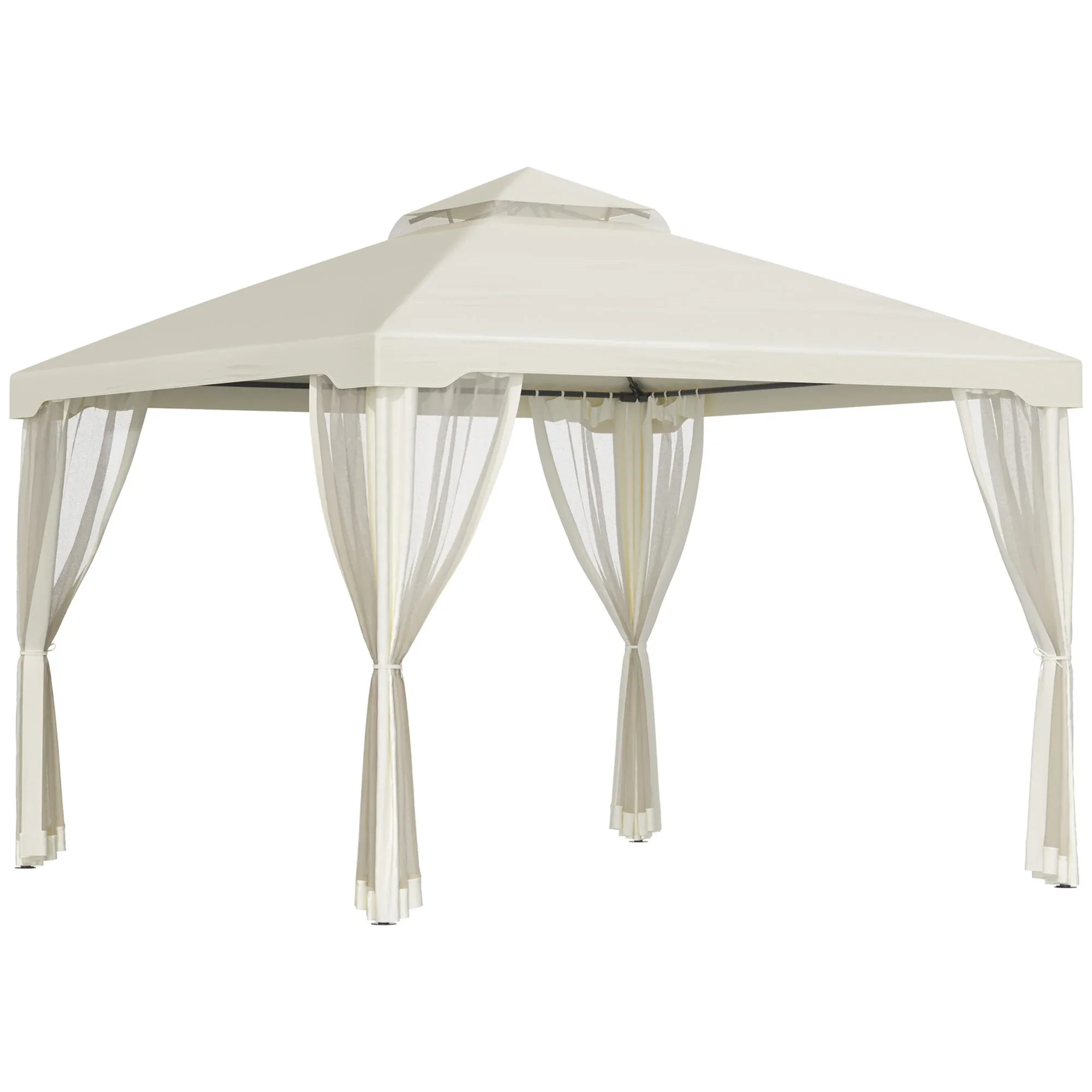 Outsunny Tuinpaviljoen Dubbel Dak Insectenhor cr��mewit