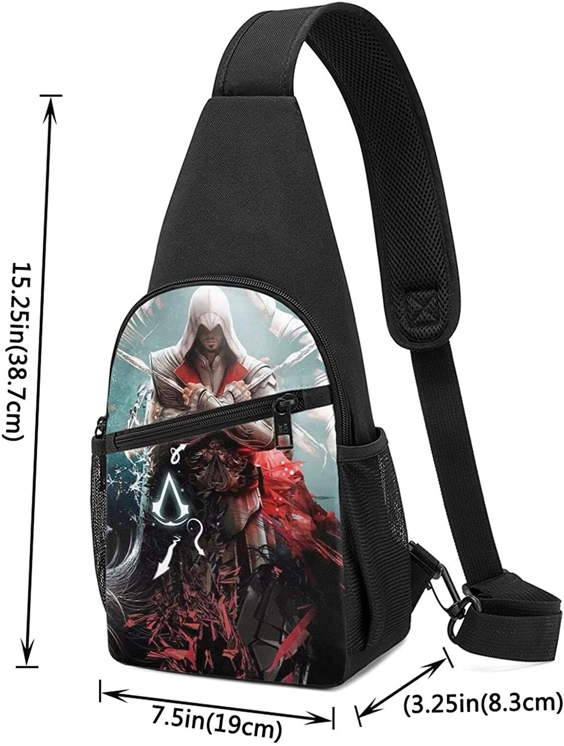 Assassins Creed Origins Crossbody Bags Sling Backpack for Man & Women Anime Chest bag Multifunction Hiking Pack Small Shoulder Backpack,Camping,Sports Shoulder Bag,Small Travel Daypack