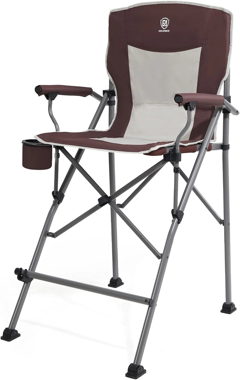Tall Directors Chair 31 Inch Bar Height Folding Chair with Cup Holder Black