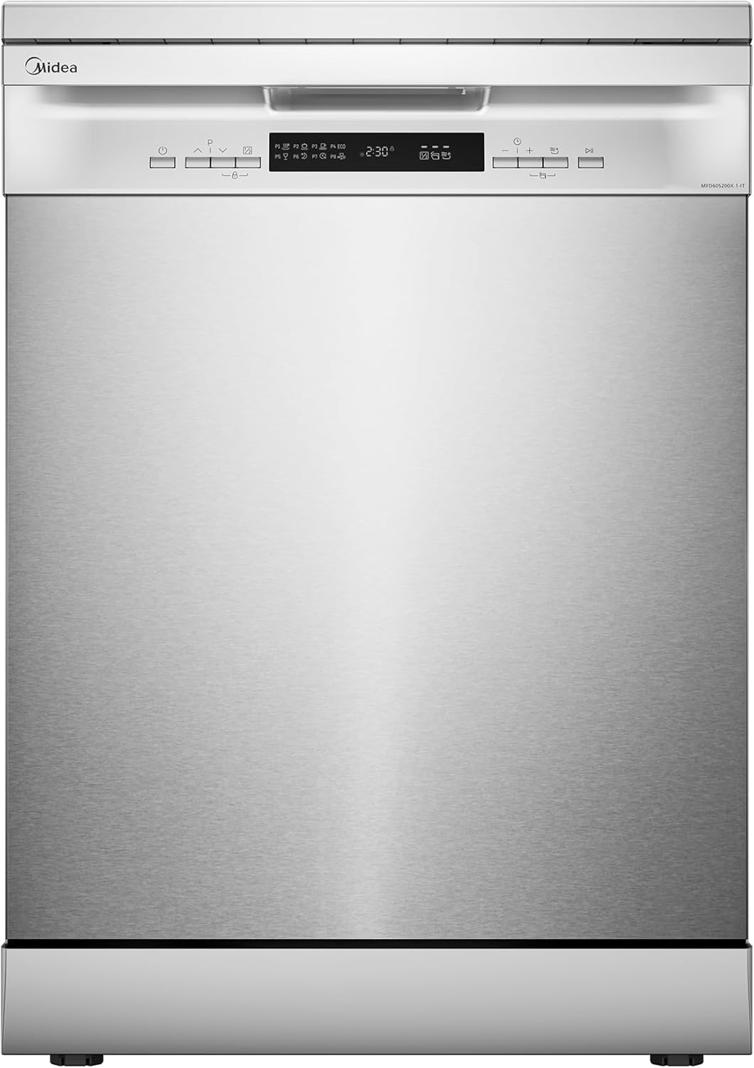 Midea MFD60S200X.1-IT Dishwasher Freestanding with 14 Places, 8 Programs, LED Display, Delay Start, Half Load Function, Extra Drying - Stainless Steel
