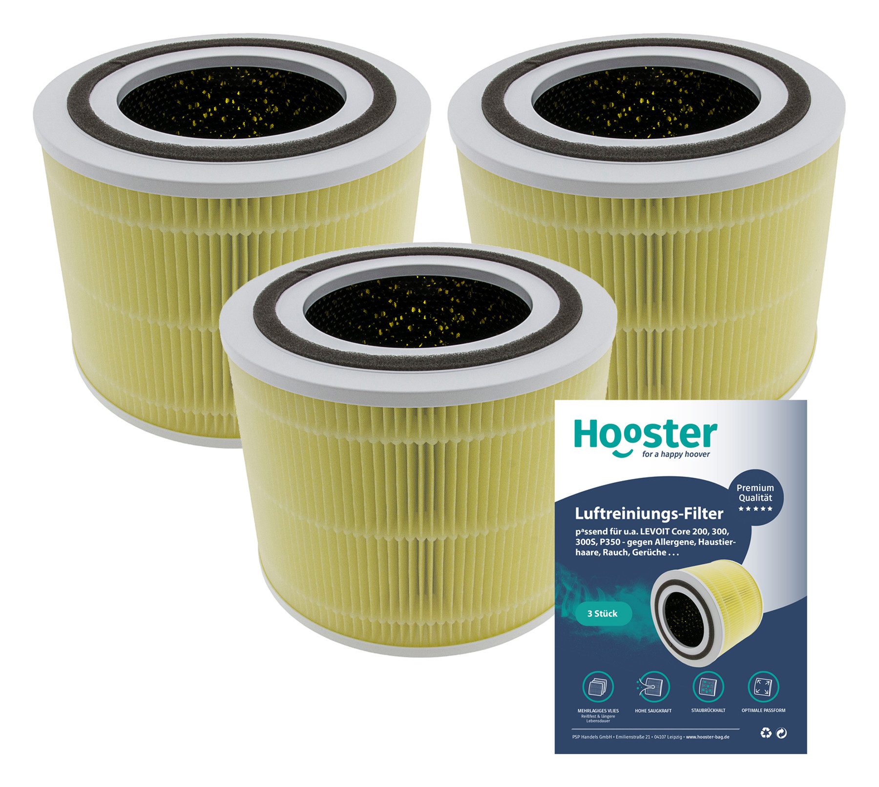 Luftfilter 3er Set Filter kompatibel mit LEVOIT H13 Core 300s / Core 300