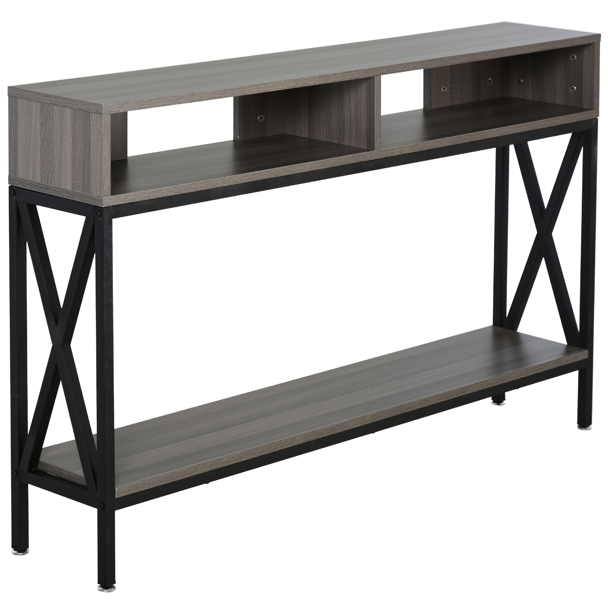 HOMCOM Konsolentisch Eingangstisch Industrieller Mehrzweck Konsolentisch 120 x 23,5 x 75 cm Grau Holz