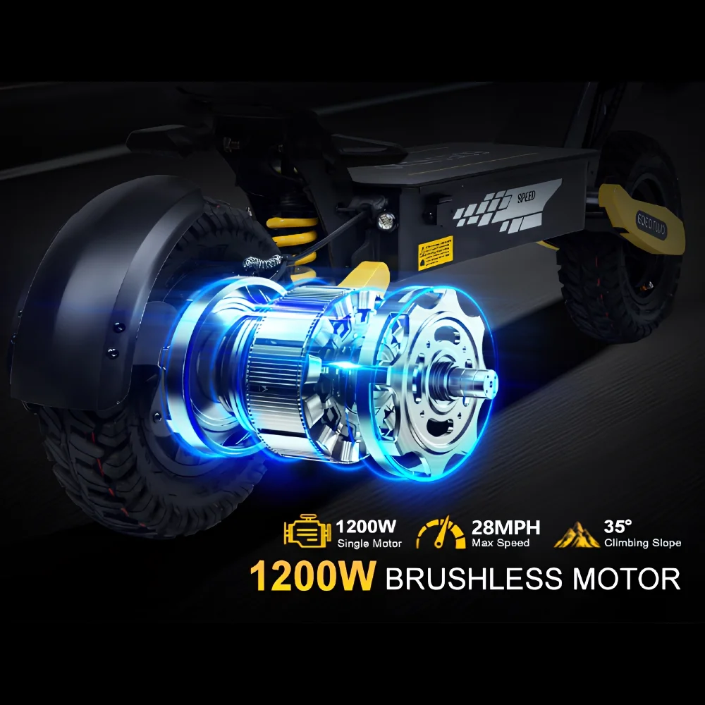 Off Road Electric Scooter for Adults, 1200W Motor Fast E Scooter, Up to 28MPH Top Speed & 20Miles Long Range, 11