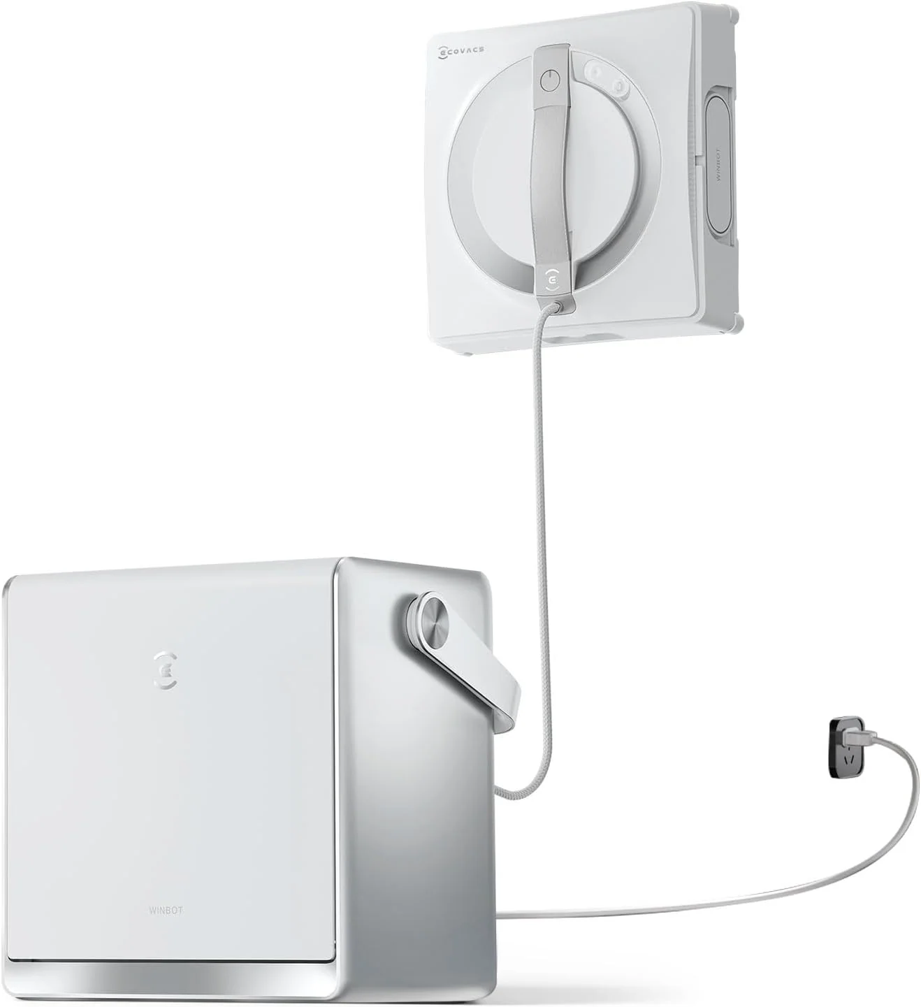 ECOVACS WINBOT W2 PRO Omni Fensterputzroboter mit 6-in-1 Multifunktionsstation, Aufladen im Betrieb, 3-Düsen-Sprühkopf, 12-Stufen-Schutz, Win-SLAM 4.0 Pfadplanung, Weiß