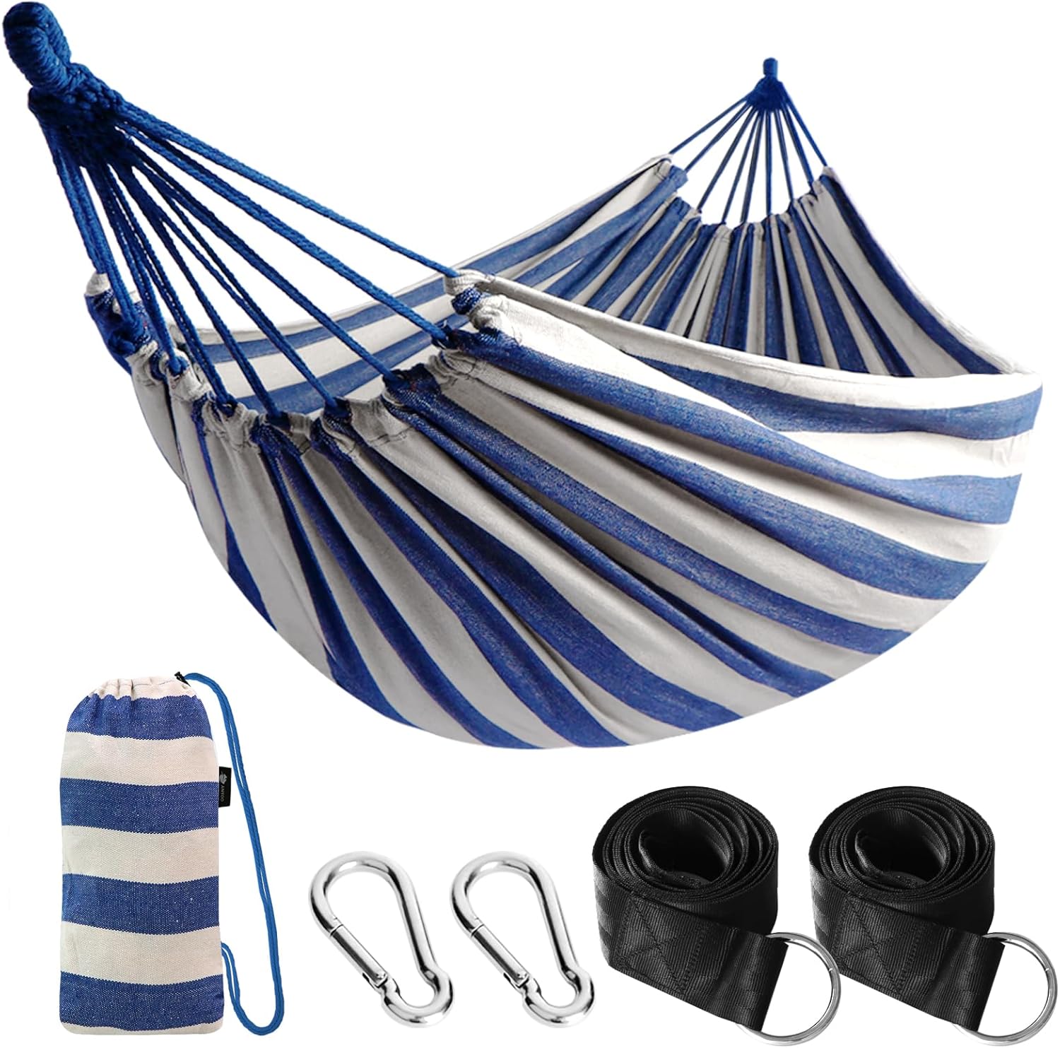 Anyoo Amaca da Giardino in Cotone Tessuto Comodo con Cinghie Rispettose degli Alberi per Appendere, Durevole Amaca Portatile con Borsa da Viaggio per Campeggio, Esterno/Interno, Balcone, Patio