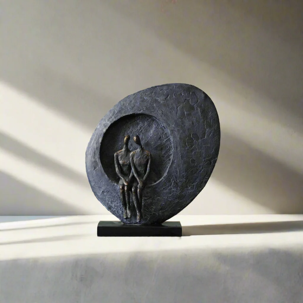 Abstract Embrace Couple Sculpture �C Romantic Heart Frame | Anniversary & Wedding Gift