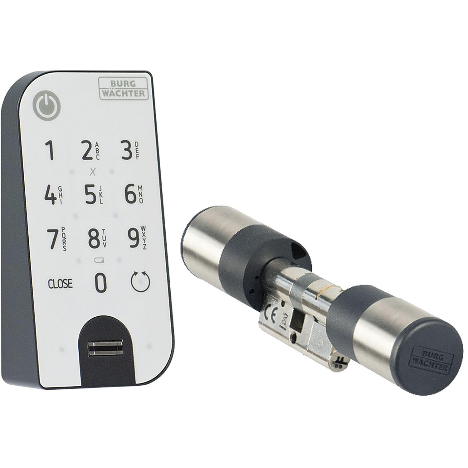 Elektronisches Türschloss secuENTRY easy 7602 FP mit Zylinder und Fingerprint-Keypad, Öffnung per App, Pincode oder Funkschlüssel, für Türstärken bis