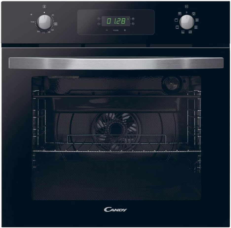 Candy Idea FIDC N615 Built-in Electric Oven, Ventilated, 70 Litres, Aquactiva, Side Grills, Hydrolytic Cleaning System, Class A+, Black, WxD 59.5 x 57 x H 59.5 cm