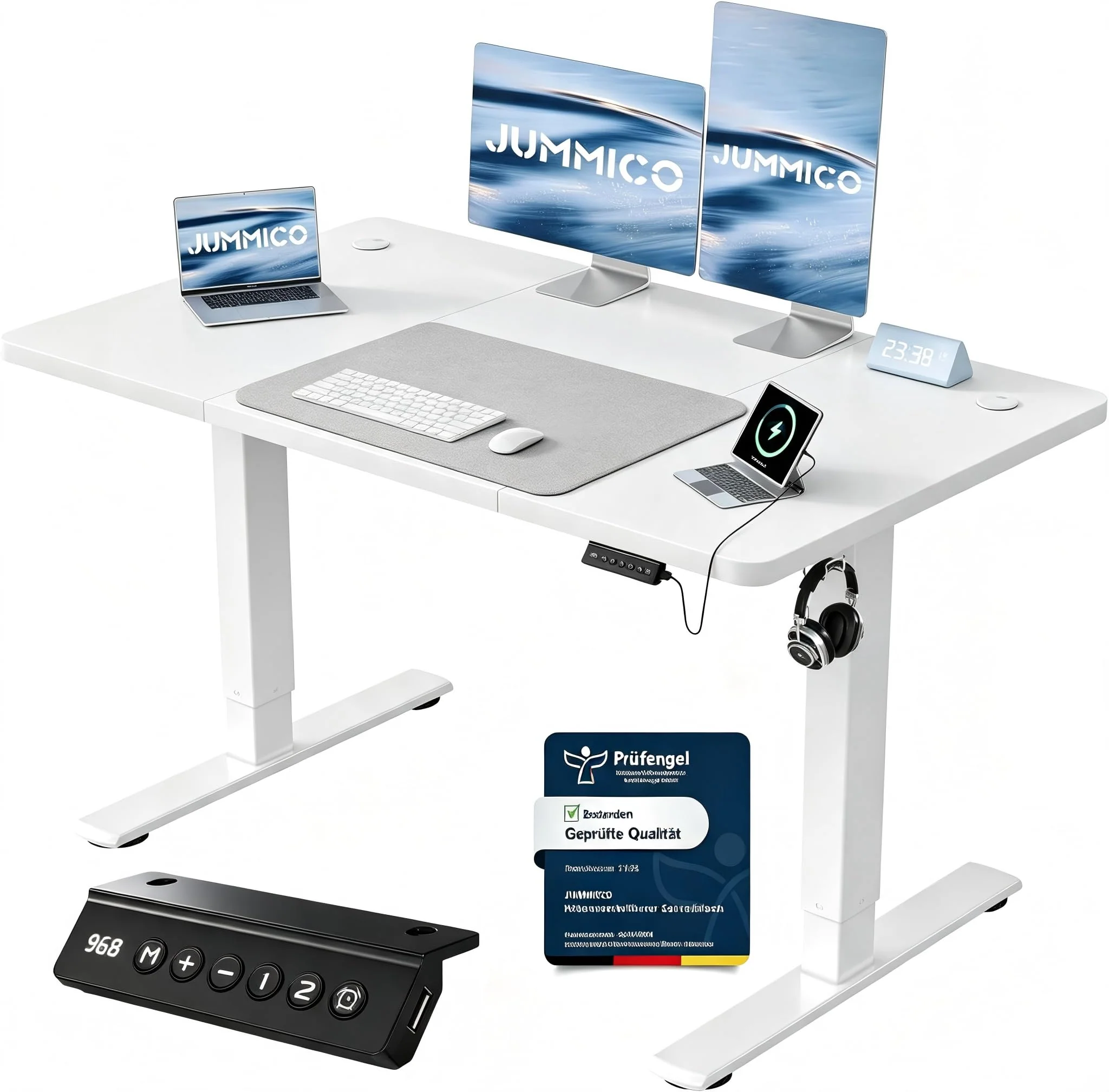 JUMMICO Elektrisch höhenverstellbarer Schreibtisch mit USB-Anschluss