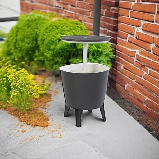 2025 Keter Modern Cool Bar Mueble de Exterior para Patio y Mesa Auxiliar para Spa Gris