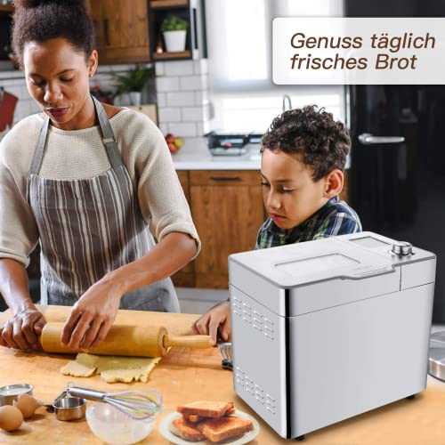 Macchina per il pane, macchina per il pane, macchina per il pane, in acciaio inox, con timer, 25 programmi di cottura, scomparto automatico per ingredienti, finestra di visualizzazione, colore argento : Amazon.it: Casa e cucina