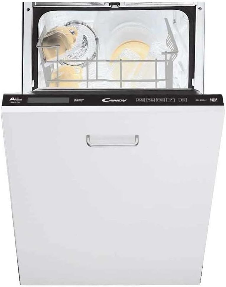 Candy Brava CDIH 2T1047 Slim Built-In Dishwasher 45 cm, 10 Places, 8 Programs, Quick Cycle 30 Min, Delay Start 3-6-9h, Space-Saving, Class E, 44.7 x 56 x 81.5 cm, Silver