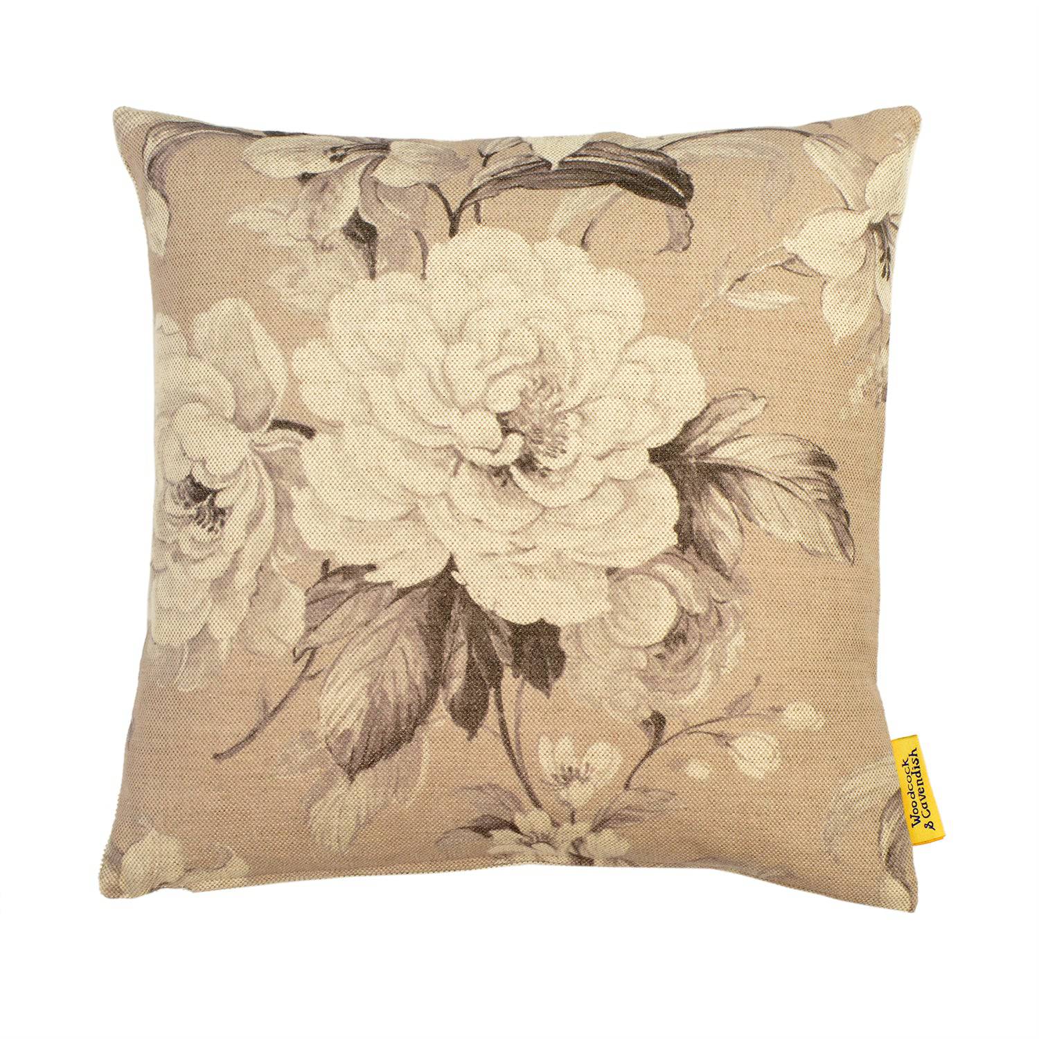 Dark Grey Floral Linen Cushion