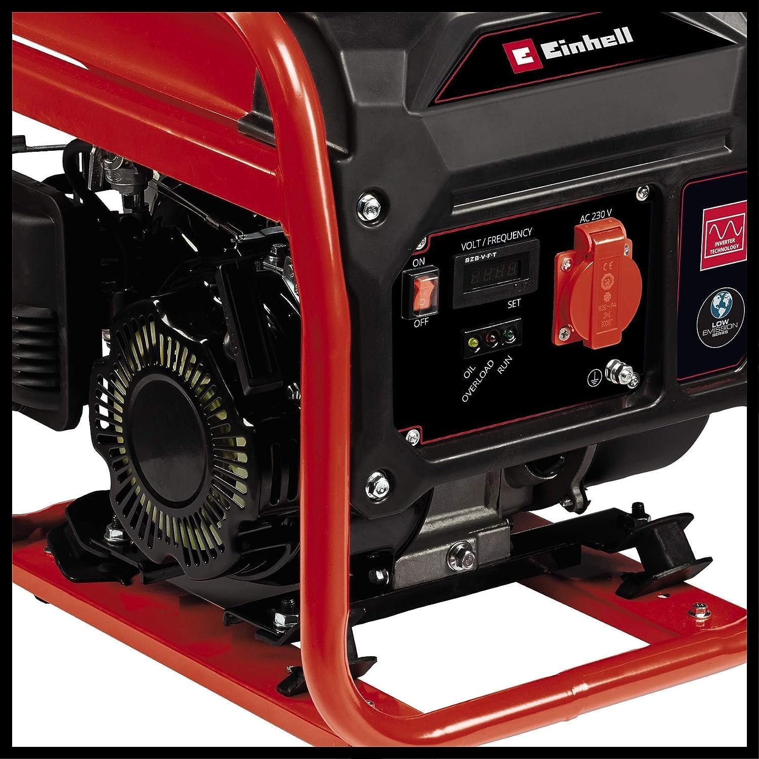 Einhell TC-IG 1100 Generatore di corrente INVERTER (benzina, motore 4 tempi con inverter, potenza max 1000 W, presa da 230 V, serbatoio 6,5l, incl. voltmetro, funzione AVR) Black/Red
